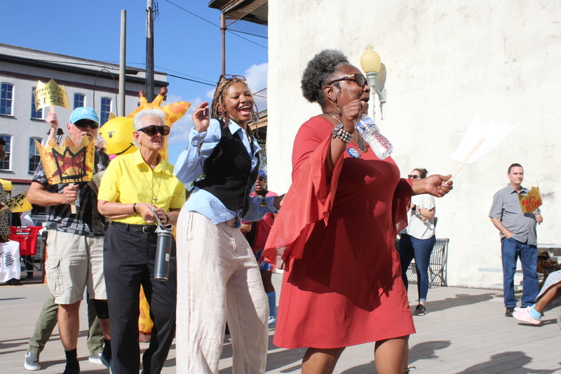 A group of people dancing