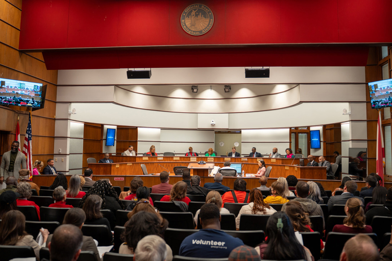 A city council meeting