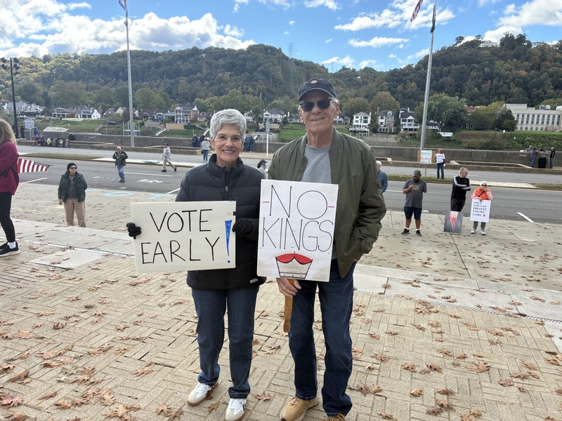 Charleston No Kings organizers ask crowd to vote early in West Virginia