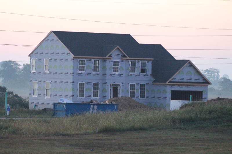 A home under construction in the Middletown, Delaware, area is seen at dawn.