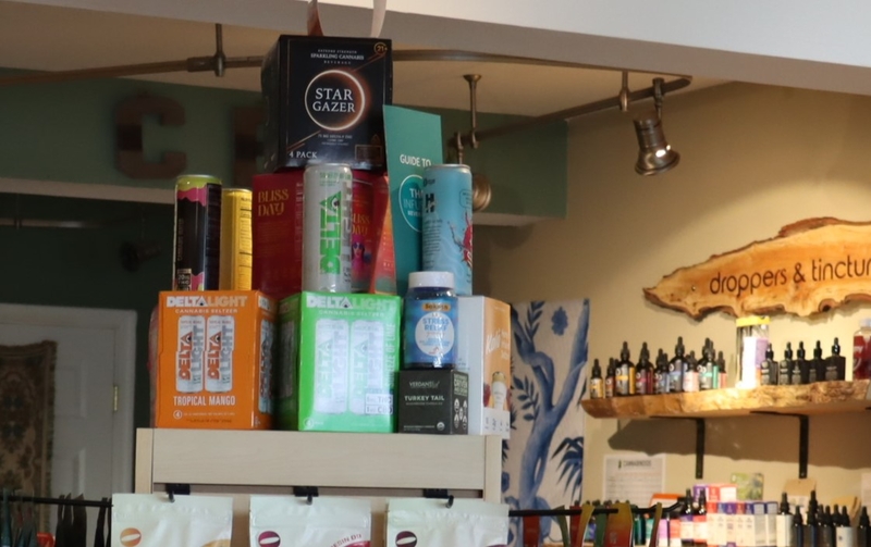 An array of THC products are on display at a shop in Wilmington.