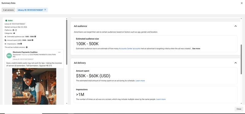 Credit, banking industry spends $100K+ fighting swipe fee ban