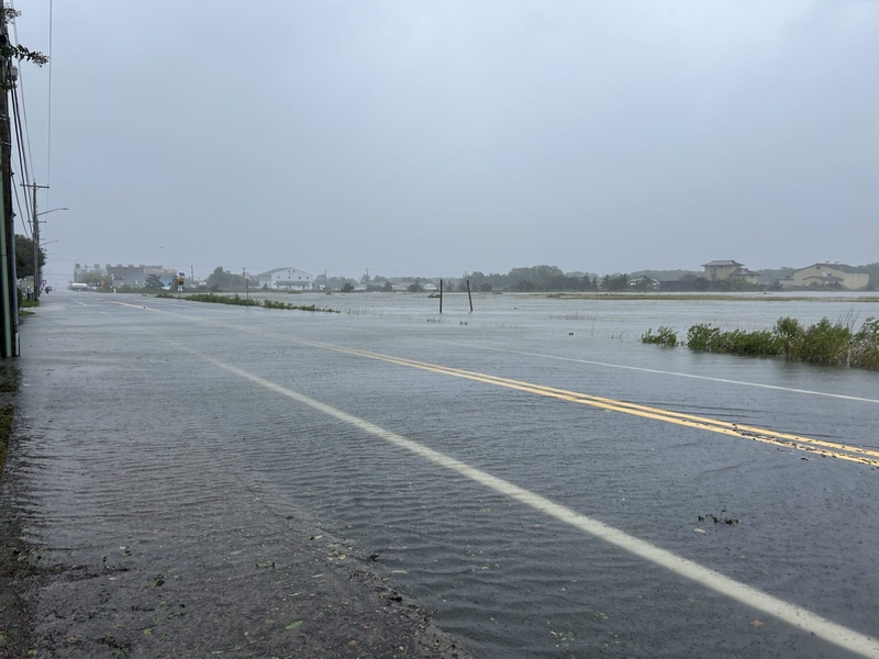 A roadway in Lewes under water after a September 2026 nor'easter