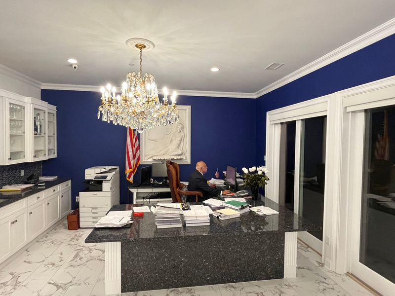 Ravi Batra works at his home office in Westchester County.