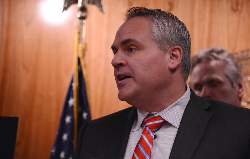 Alaska Attorney General Treg Taylor speaks at a news conference on Thursday, Dec. 15, 2022, at the Alaska State Capitol in Juneau. (Photo by James Brooks/Alaska Beacon)