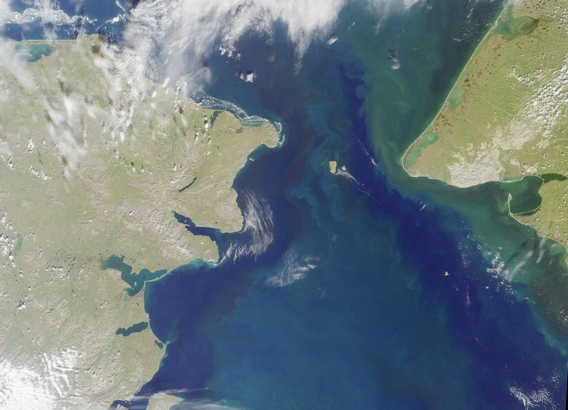 The Bering Strait is seen on Aug. 18. 2000, in an image captured by a special camera mounted on NASA's Terra satellite. (Image provided by NASA)
