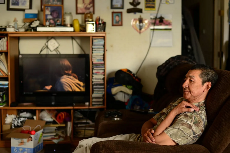 Gilbert Tocktoo is the president of the tribal government in Brevig Mission. In an interview at his home, he said he opposes the large graphite mine planned on state land near the Imuruk Basin. (Photo by Berett Wilber for Northern Journal)
