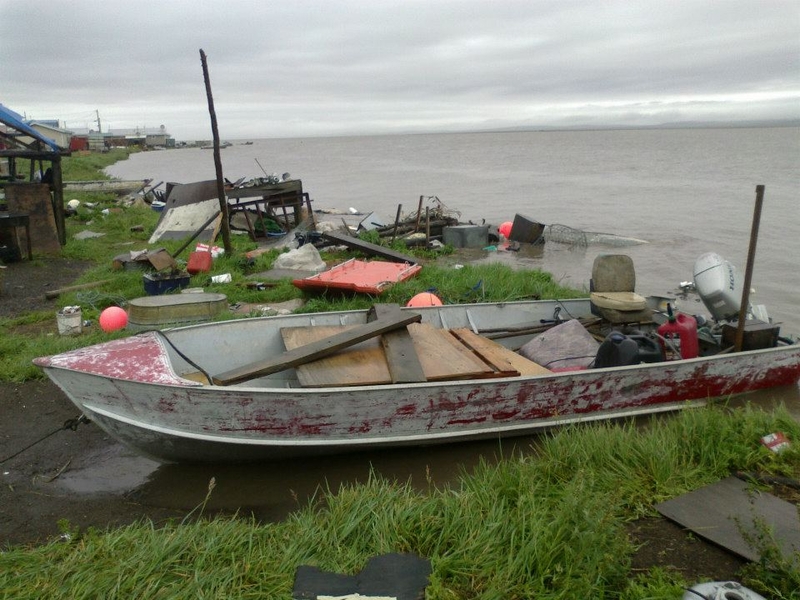 High water laps at the Kivalina shoreline in 2012. The Inupiat community on the Chukchi Sea coast is battered by erosion. (Photo provided by Alaska Division of Community and Regional Affairs)