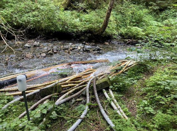 Kensington mine's wastewater discharge into Sherman Creek. (Alaska Department of Fish and Game photo)