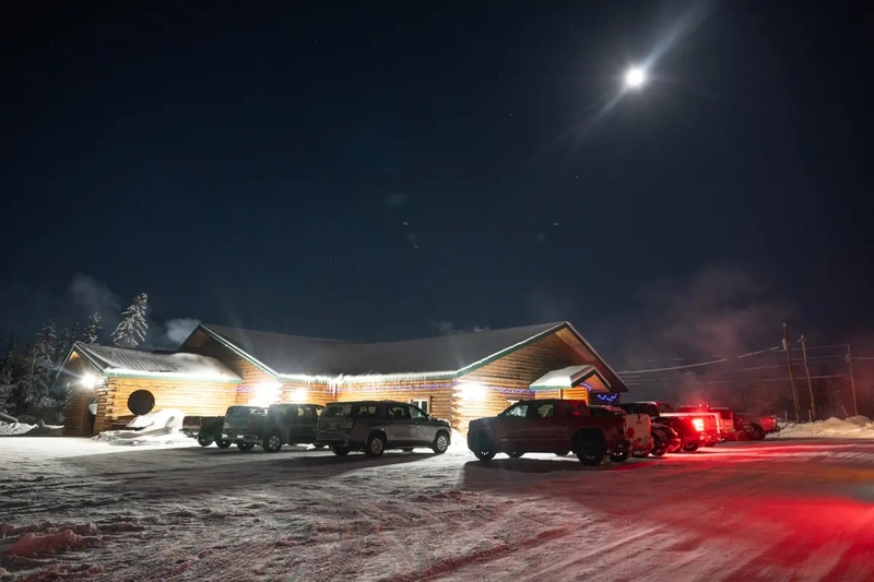 People gather for an evening event at the Minto Community Hall. (Photo by Marc Lester/Anchorage Daily News)