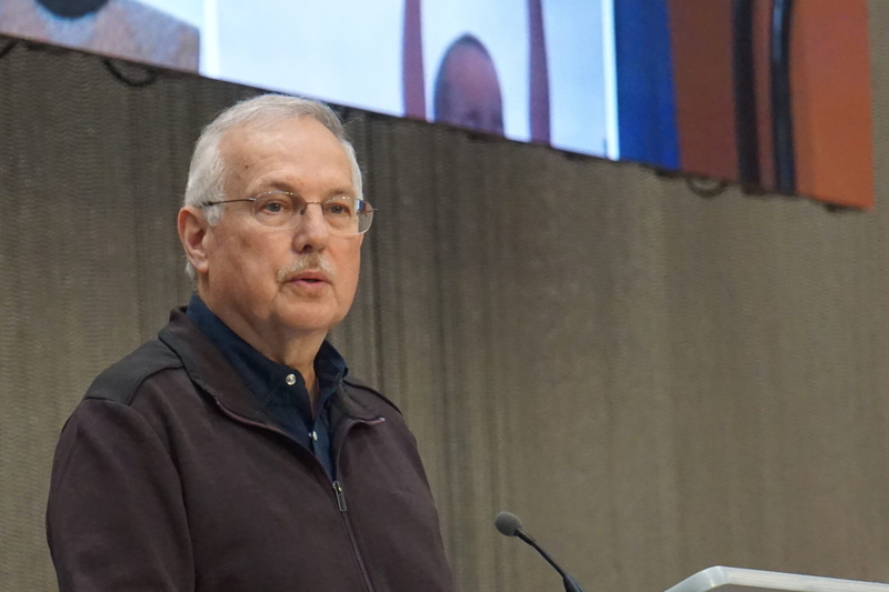 House Speaker Bryce Edgmon, I-Dillingham, addresses the Alaska Federation of Natives conference on Oct. 17, 2025. (Photo by Yereth Rosen/Alaska Beacon)
