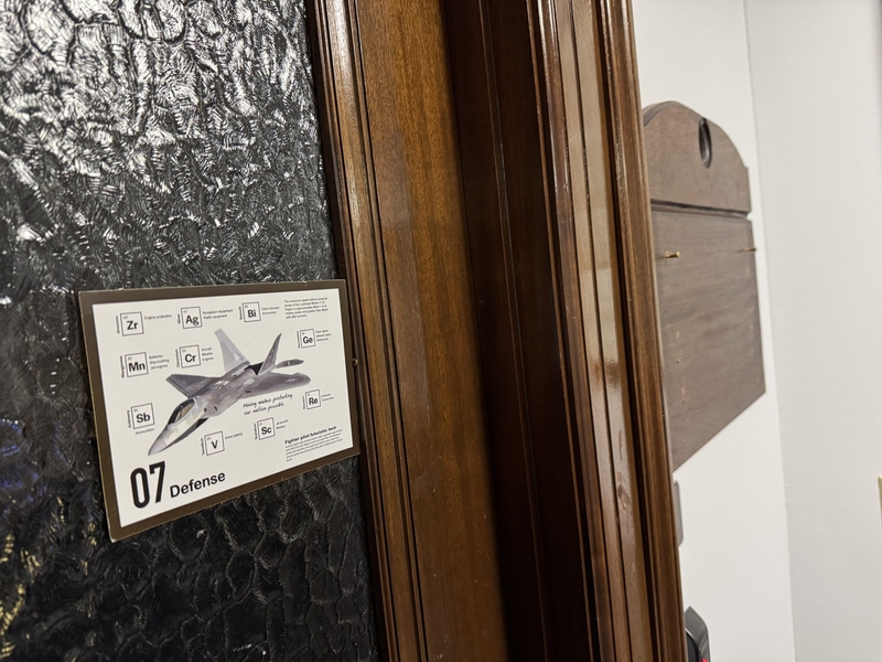 The office of former Sen. Mike Shower, R-Wasilla, is seen in the Alaska state Capitol on Tuesday, Nov. 25, 2025. Shower's nameplate has been removed from beside the door, but a sticker commemorating Shower's time as an F-22 fighter pilot remains on the door. (Photo by James Brooks/Alaska Beacon)