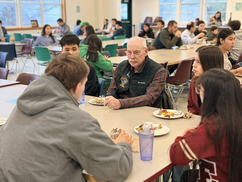Sen. Bert Stedman, R-Sitka is seen meeting with Mt. Edgecumbe students on a legislative visit on Feb. 6, 2026. (Photo courtesy of Senate Finance Committee)