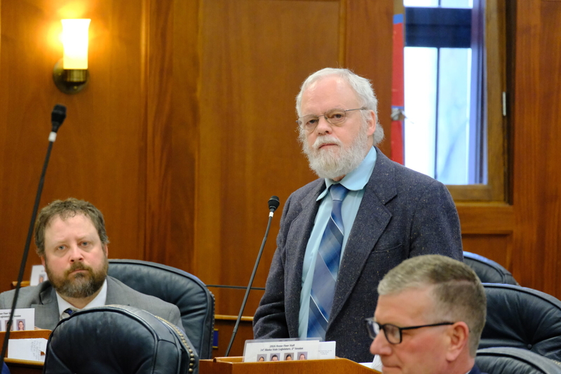 Rep. Mike Prax, R-North Pole speaks on the House floor on the operating budget on Apr. 13, 2026. (Photo by Corinne Smith/Alaska Beacon)
