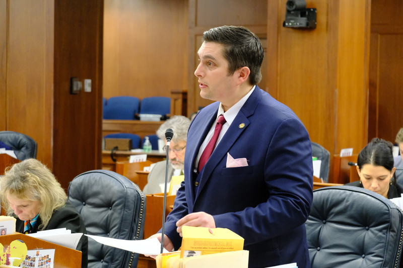 Rep. Justin Ruffridge, R-Soldotna, speaks on the House floor on May 11, 2026. (Photo by Corinne Smith/Alaska Beacon)