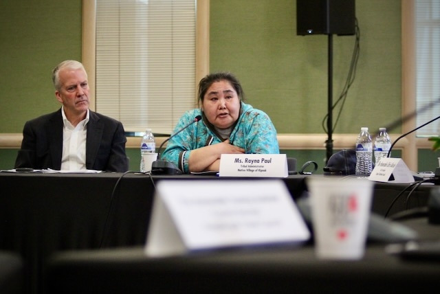 Rayna Paul, tribal administrator and environmental director for Kipnuk, testified before the Senate Committee on Indian Affairs, Tuesday in Anchorage, urging federal lawmakers to support long-term relocation efforts for climate-threatened Alaska Native villages.