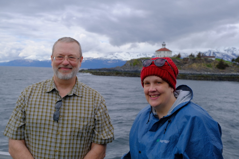 Siblings Doug and Tainya Adamson are the great-grandchildren of the first lighthouse keeper of Eldred Rock, Nils P. Adamson. They traveled from Washington state to be a part of the opening ceremony of the Eldred Rock Lighthouse on May 30, 2026, also the first time any member of the family had visited since Adamson was stationed there. (Photo by Corinne Smith/Alaska Beacon)