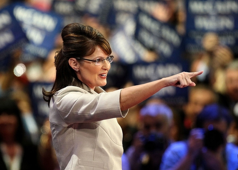 Gov. Sarah Palin delivers her acceptance speech on Sept. 3, 2008, at the Republican National Convention at the Xcel Energy Center om Minneapolis. (Photo by Toni L. Sandys/The The Washington Post via Getty Images)