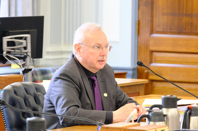 House Speaker Rep. Bryce Edgmon, I-Dillingham speaks during conference committee discussions on a new draft compromise bill for the proposed AKLNG gas line on July 2, 2026. (Photo by Corinne Smith/Alaska Beacon)