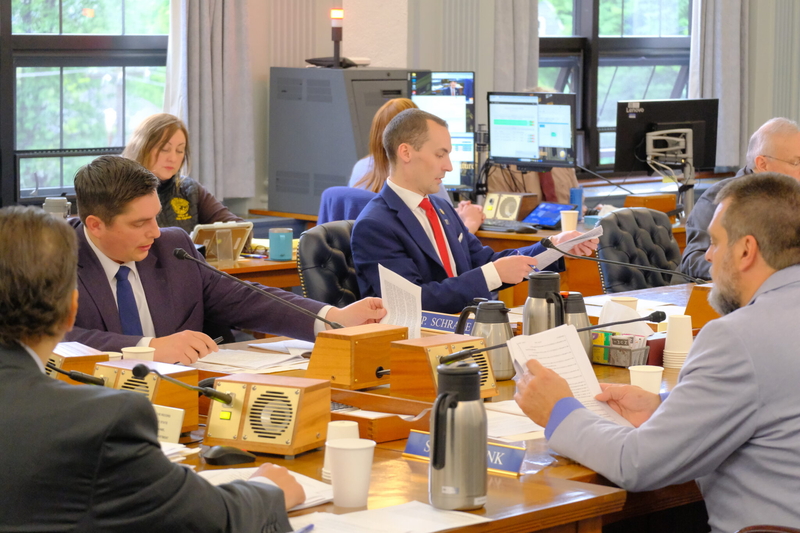 Rep. Justin Ruffridge, R-Soldotna raises concerns about the local contribution provision for municipalities and required payments for school districts during discussions on the draft tax bill for the proposed AKLNG gas line project on July 2, 2026. (Photo by Corinne Smith/Alaska Beacon)