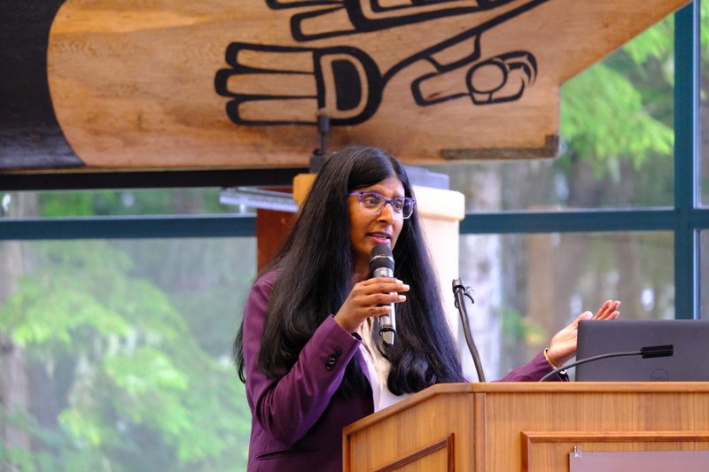 University of Alaska Southeast Chancellor Aparna Palmer welcomes new students at orientation in Juneau on Aug. 21, 2026. (Photo by Corinne Smith/Alaska Beacon)