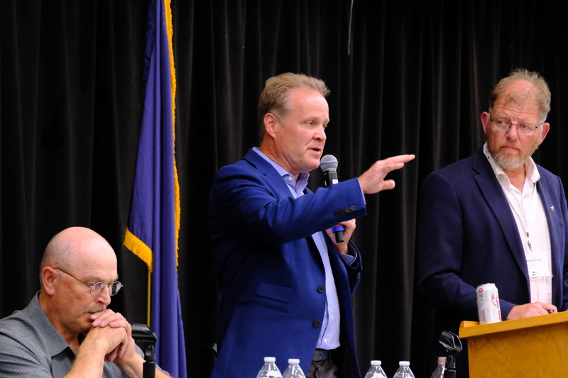 Matt Heilala speaks at a gubernatorial candidate debate on education on July 30, 2026. (Photo by Corinne Smith/Alaska Beacon)