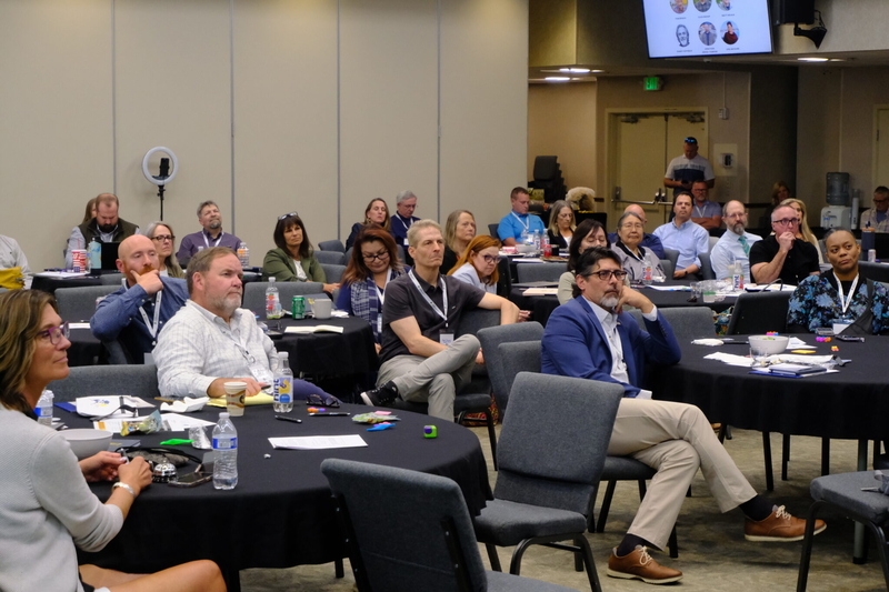 Superintendents and school officials from across Alaska gathered for a summer conference in Juneau listen to a gubernatorial candidate debate on education on July 30, 2026. (Photo by Corinne Smith/Alaska Beacon)