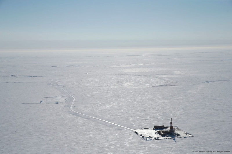A drilling rig sits on a pad at ConocoPhillips' Willow project in the National Petroleum Reserve - Alaska. (ConocoPhillips)