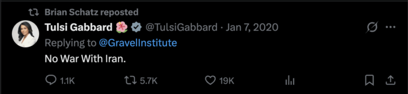 Iran War Puts Tulsi Gabbard, Regime Change Critic, In An Awkward Spot