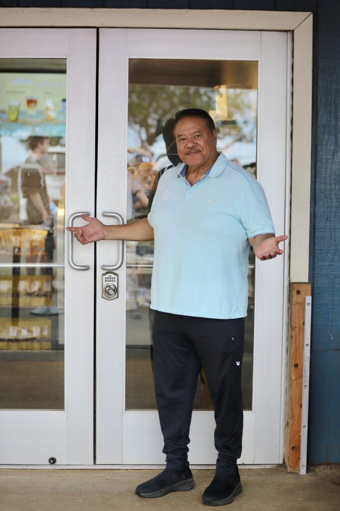 David Yamashiro says he wasn't concerned about flooding when he opened his South Kīhei Road location of Ululani's Hawaiian Shave Ice 13 years ago. Now, he prepares ahead of every storm. (Erin Nolan/Civil Beat/2026)