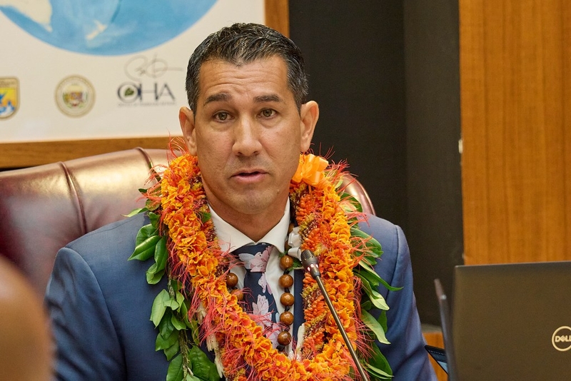 Kai Kahele was elected to the OHA Chairmanship at todayÕs OHA meeting. Photographed 12.04.24. (David Croxford/Civil Beat/2024)