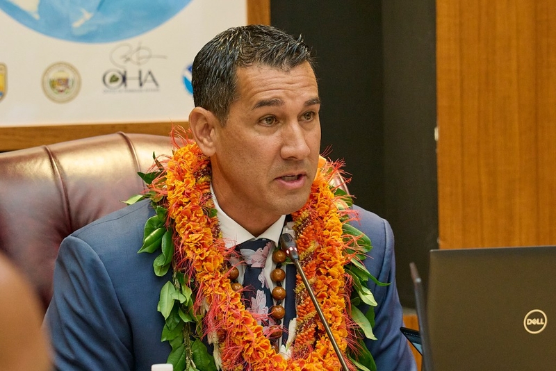 OHA Trustee Kai Kahele was elected as the new OHA Board Chairman 12.4.24 (David Croxford/Civil Beat/2024)