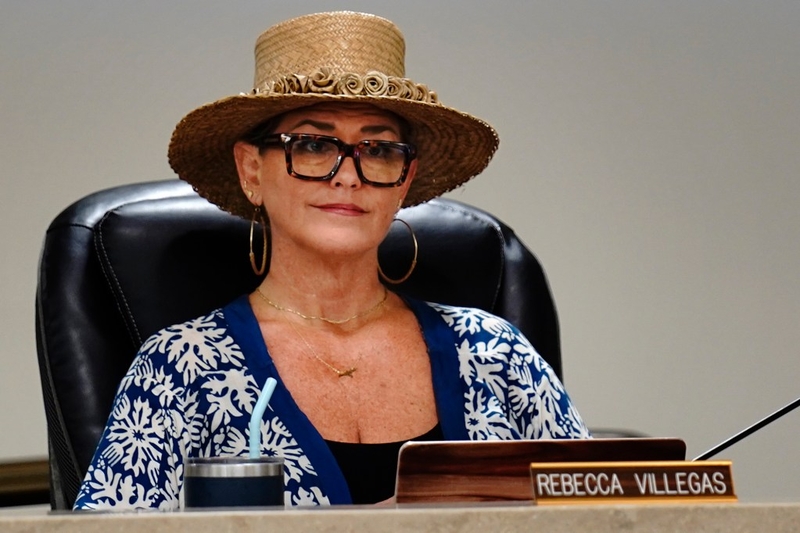 Hawaiʻi County Council Rebecca Villegas listens to testimony Wednesday, April 22, 2026, in Kailua-Kona. (Kevin Fujii/Civil Beat/2026)
