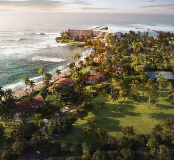 A rendering of a development proposed for Kawela Bay west of the existing Turtle Bay Resort that is proposed Host Hotels.