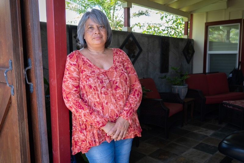 Rhonda Valera lost her partner, John Nobriga, to the toxic effects of methamphetamines in February 2025. She was photographed at her family home in Mililani August 7, 2026. (Craig Fujii/Civil Beat/2026)