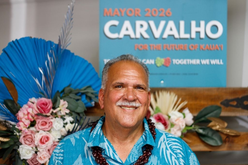 Kaua‘i County Council member Bernard Carvalho Jr., who served as mayor for 10 years, is running for mayor again this year. (Seth Womble/Civil Beat/2026)