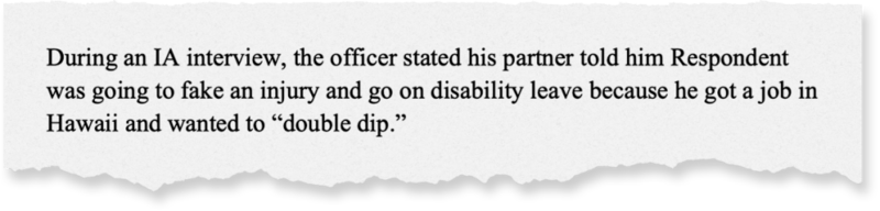An excerpt from the final report into an investigation into alleged misconduct by San Francisco Police Officer Riley T. Bandy.