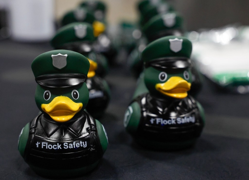 Flock Safety rubber duckies are seen during the Dept. of Law Enforcement’s Public Safety Expo, Saturday, Sept. 26, 2026, at the Hawaiʻi Convention Center in Honolulu.  (Jamm Aquino/Civil Beat/2026)