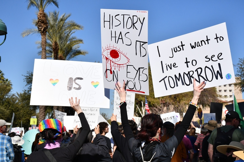 Veterans, activists unite in Arizona’s 50501 protest against Trump, Musk and Project 2025