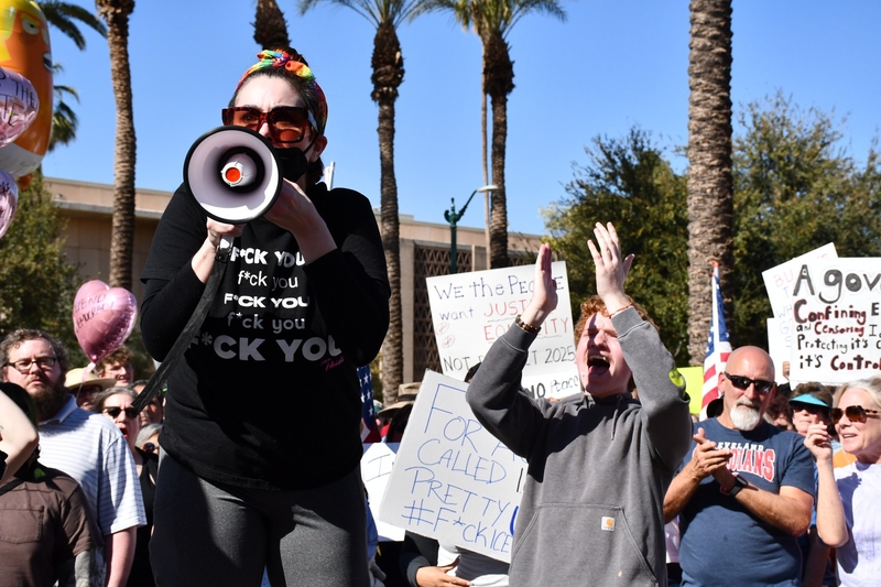 Veterans, activists unite in Arizona’s 50501 protest against Trump, Musk and Project 2025