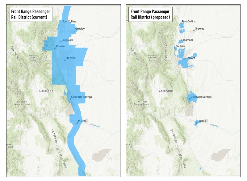 Boundaries of Colorado’s Front Range rail district would shrink under new bill