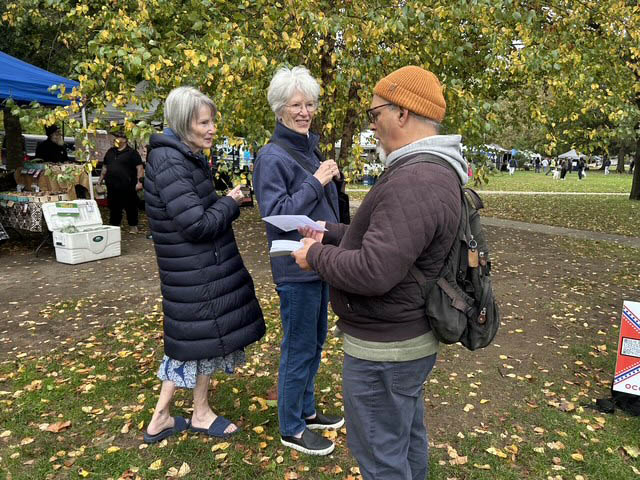 No Kings volunteers bring early voting message to Hope Street Farmers Market in Providence