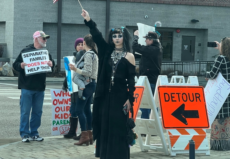 Protestors gather at St. Luke's in Boise