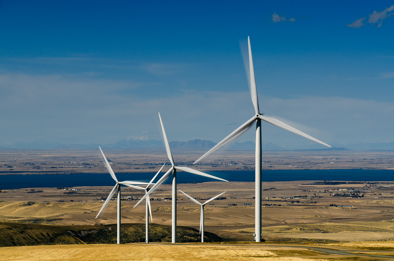 A wind farm in Power County, Idaho