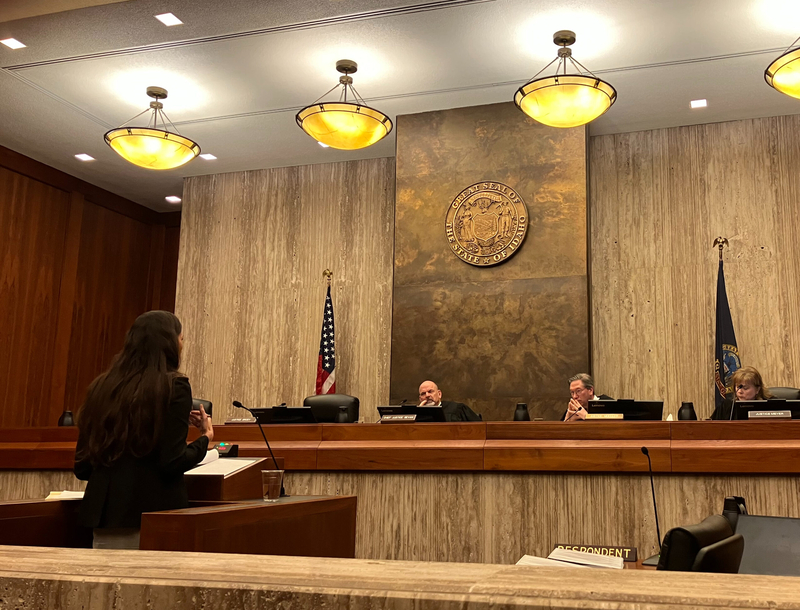 Jaclyn Gans of the Boise law firm Elam &amp; Burke makes arguments before the Idaho Supreme Court