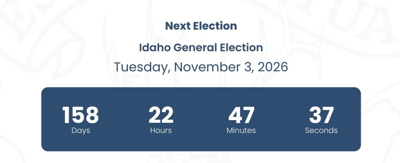 VoteIdaho.gov displays a new countdown clock, showing the general election