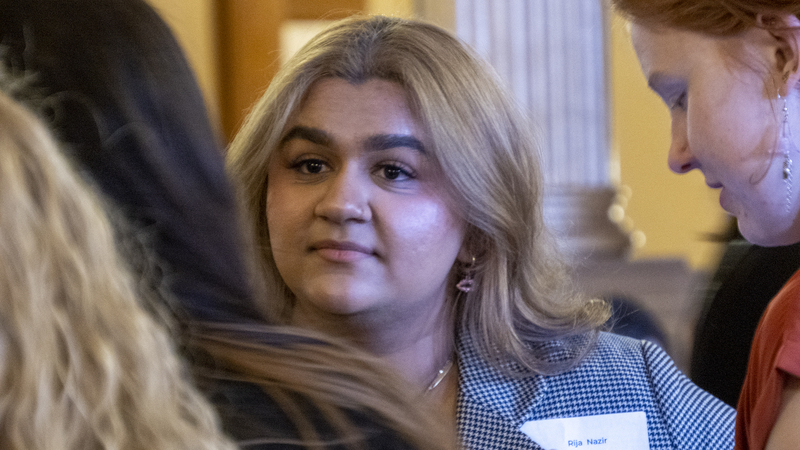 Rija Nazir, of Loud Light, participates in a March 6, 2023, rally at the Statehouse for bodily autonomy