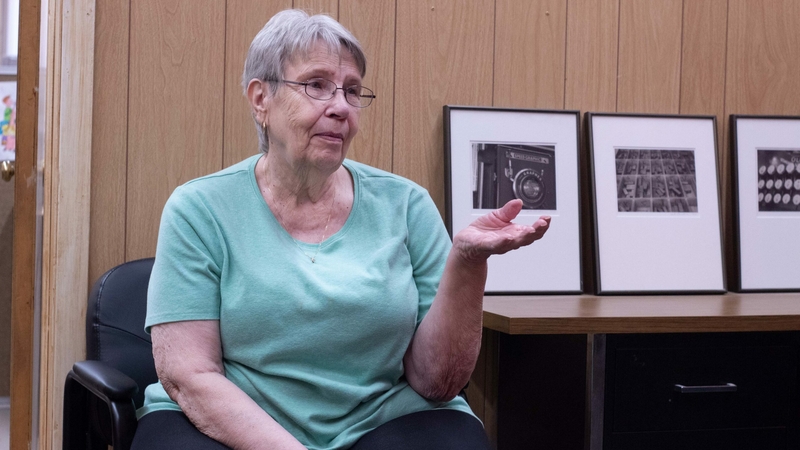 Marion Councilwoman Ruth Herbel waits Aug. 11, 2023, in the Marion County Record office following the raid on the newsroom and her home. Herbel was the only city council member who opposed Kari Newell's request for a liquor license.