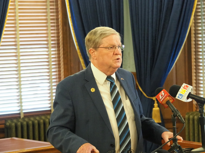 House Minority Leader Vic Miller, a Topeka Democrat who is seeking election to the Kansas Senate, said a strong field of Democratic candidates were recruited in 2024 in a bid to end the Republicans' two-thirds majority in the chamber. The GOP supermajority makes it easier to override vetoes by Democratic Gov. Laura Kelly. (Tim Carpenter/Kansas Reflector)
