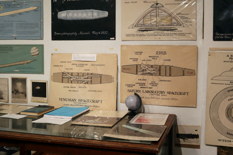 The UFO Room at the Geneseo City Museum is filled with imaginative drawings of craft from Venus and Mars.